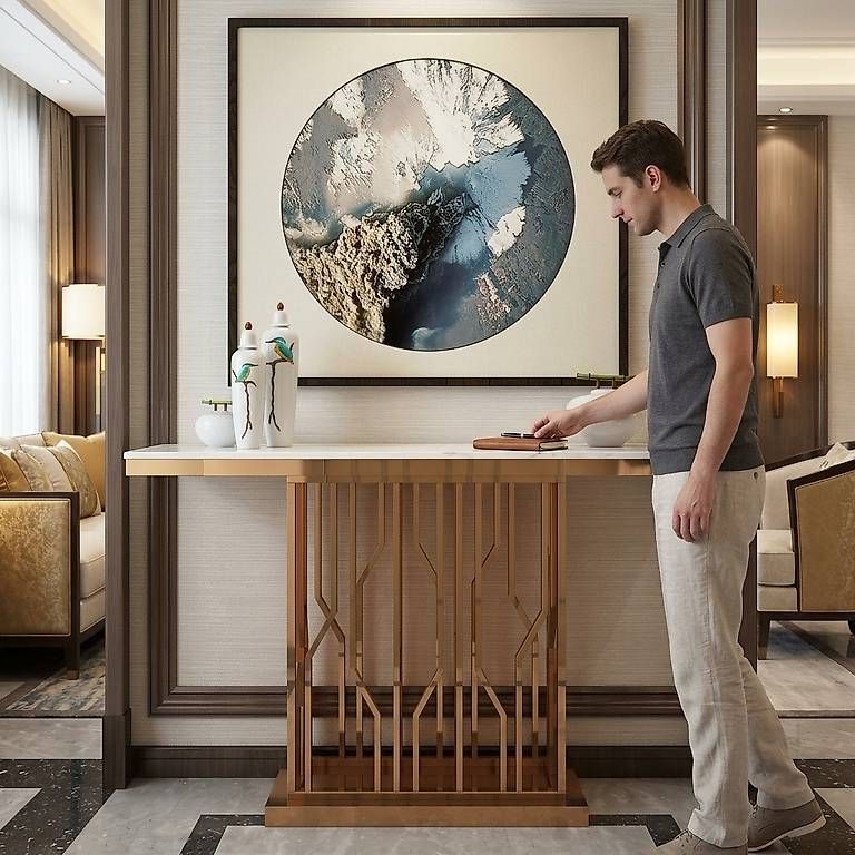 Tavoli: Modern Luxury Console Table Wood Gold Side Table – Usato da Zug venduto da jvmoebel-schweiz 4