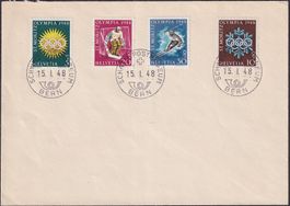 1948, W25-W28 von BERN auf "Blanco"-FDC vom Postmuseum, RAR!