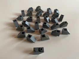 LEGO - 30 - GRAUE - NEGATIVE - SCHRÄG - STEINE