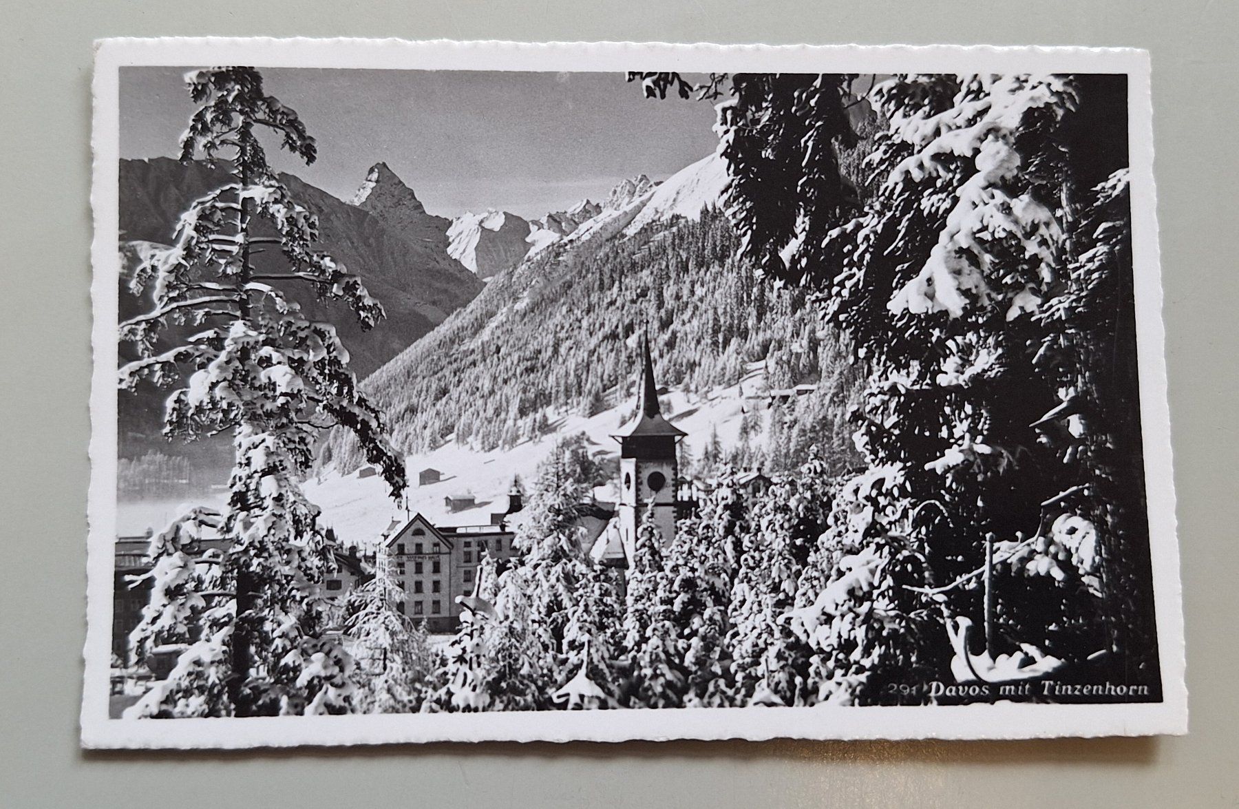 Cartoline postali: AK CP Davos Kirche Tinzenhorn Winter GR – Usato da Gurtnellen venduto da Stonevalley007