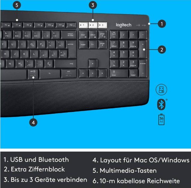 Logitech Tastaturen: Logitech MK850 Combo Performance/Tastatur-Maus-Set/Bluetooth – Gebraucht aus Weinfelden von SEYBOY 2
