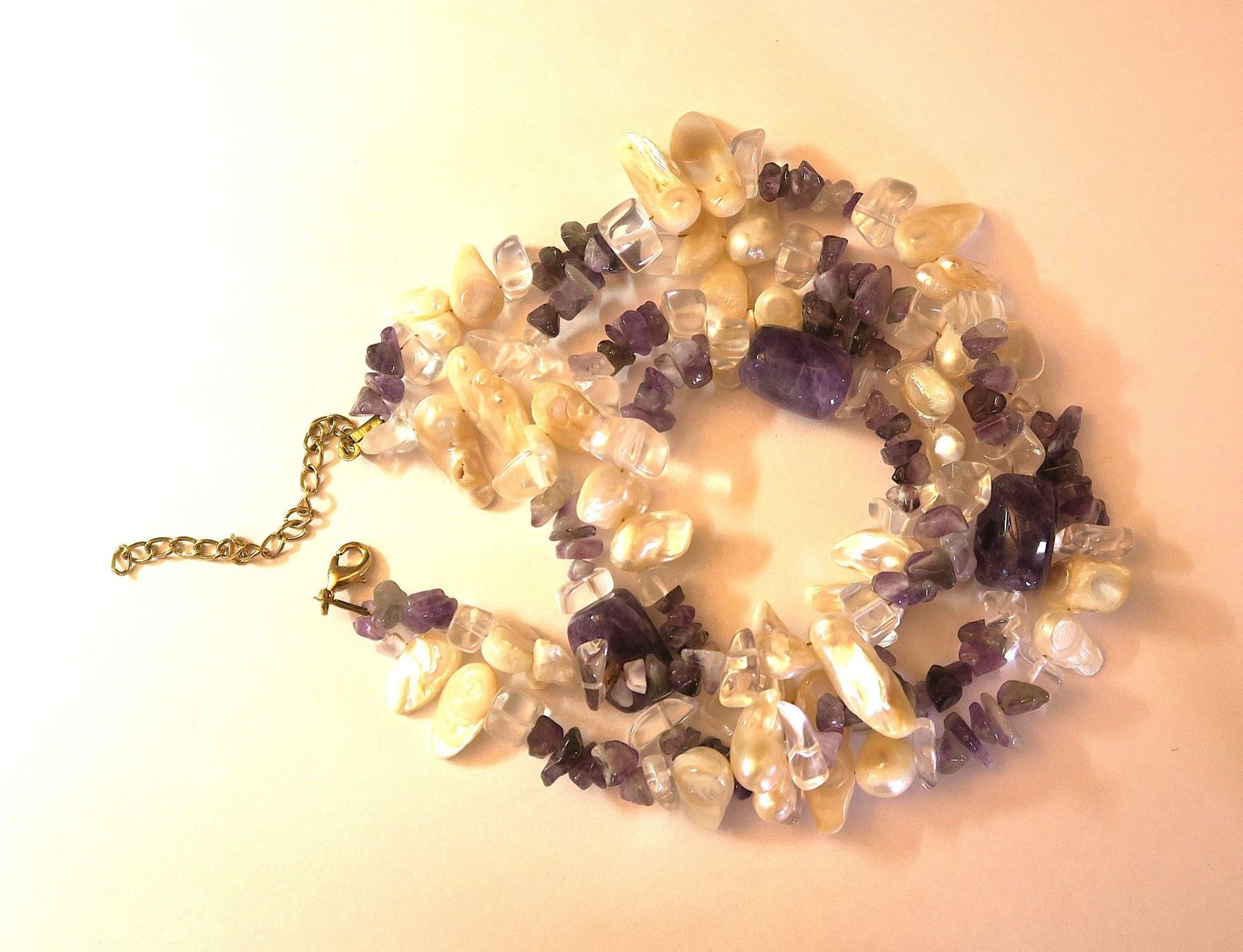 Catenine: Amethyst-Perlmutt Perlenkette, 2 Reihen – Usato da Brittnau venduto da marlenestone 2