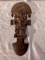 Wanddekoration Peru Figur Messing Patina 26 cm hoch
