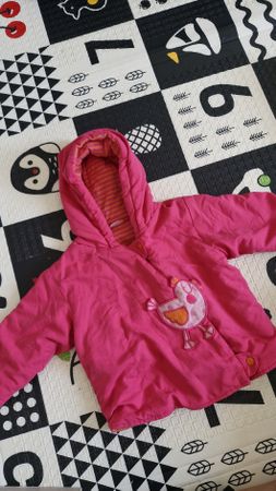 Kinderjacke 80 mit Kapuze rosa Vogel Motiv guter Zustand