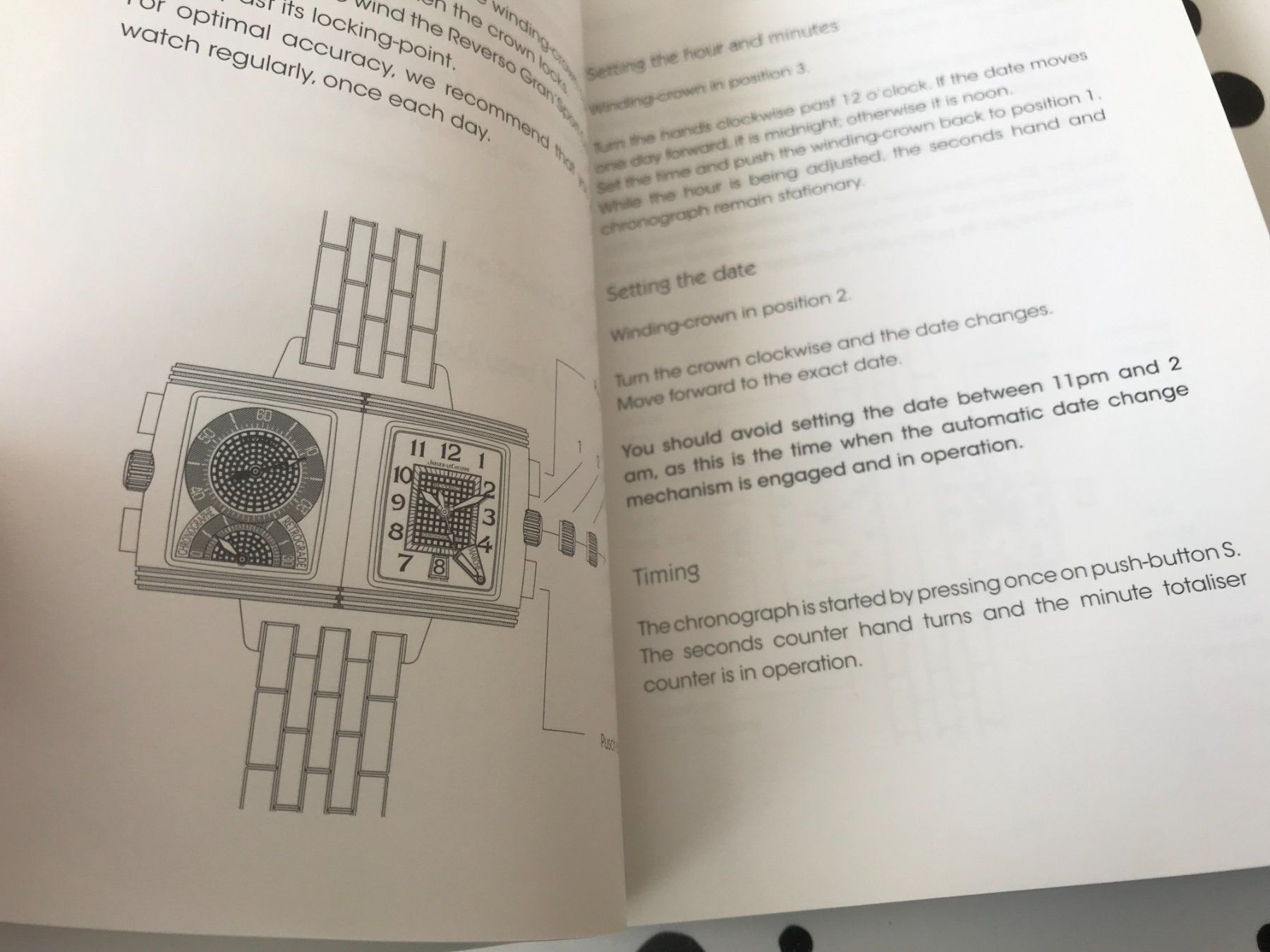 Jaeger-Lecoultre Documenti: JAEGER-LECOULTRE - REVERSO GRAN'SPORT OPERATING INSTRUCTIONS – Usato da Epalinges venduto da dream-watch 3
