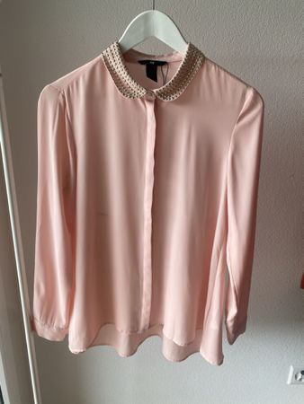 H&M Bluse Rosa Nieten-Kragen / Chemise rose Gr.38 🌸