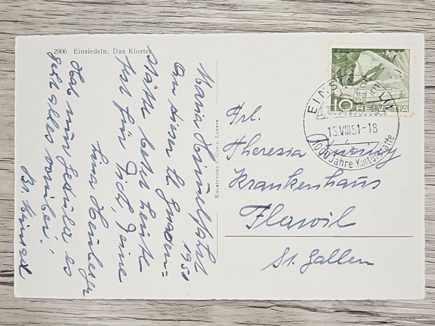 Tutti i francobolli: CL22 Carte Postale + Timbre Suisse 1951 – Usato da Cousset venduto da Patrick_Collections 1