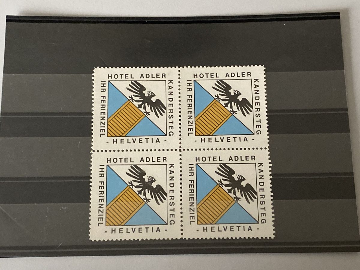 Tutti i francobolli: Hotel Post Adler Kandersteg, Viererblock Postfrisch – Usato da Küssnacht a. Rigi venduto da Unique-Valuable 3