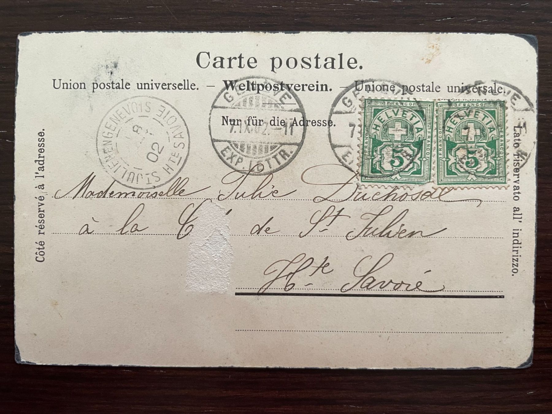 Cartoline postali: GENÈVE Hotel de l'Arquebuse, 1902 – Usato da Wald ZH venduto da TLILEF 1