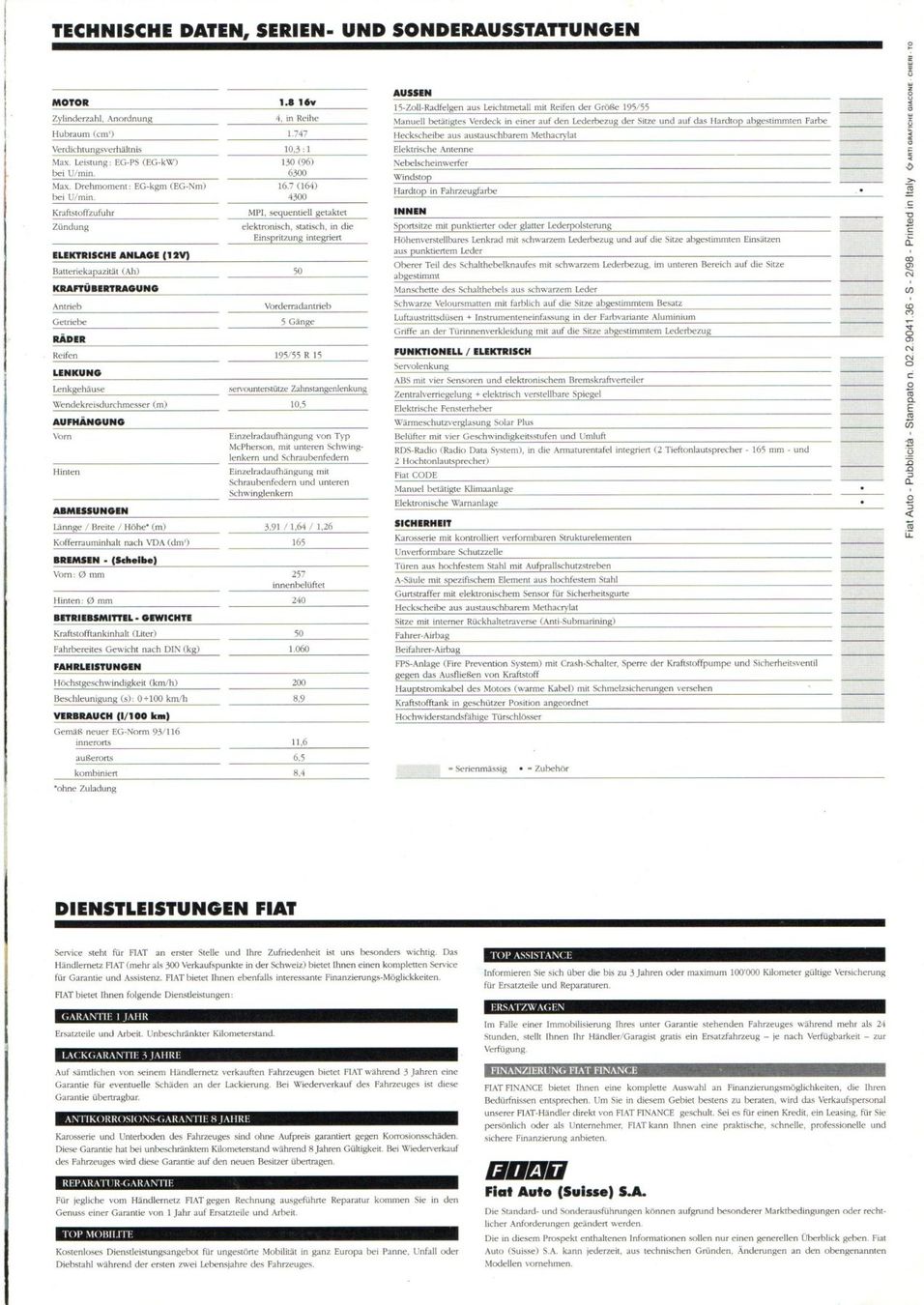 Fiat Automobili: Fiat Barchetta  - CH-Original Prospekt – Nuovo (secondo la descrizione) da Malans GR venduto da Chueche427 4