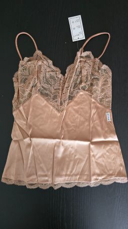 ​🏷️ Anti-Flirt Paris Vintage Seidentop mit Spitze (1) Nude