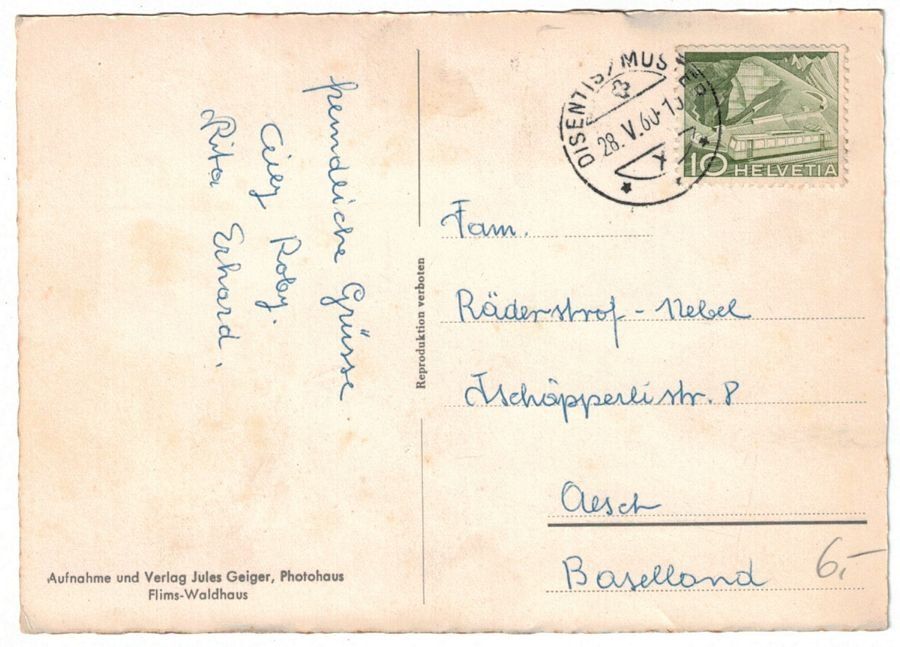 Cartoline postali: Mustèr / Disentis, gelaufen 1960 – Usato da Frauenfeld venduto da POML 1