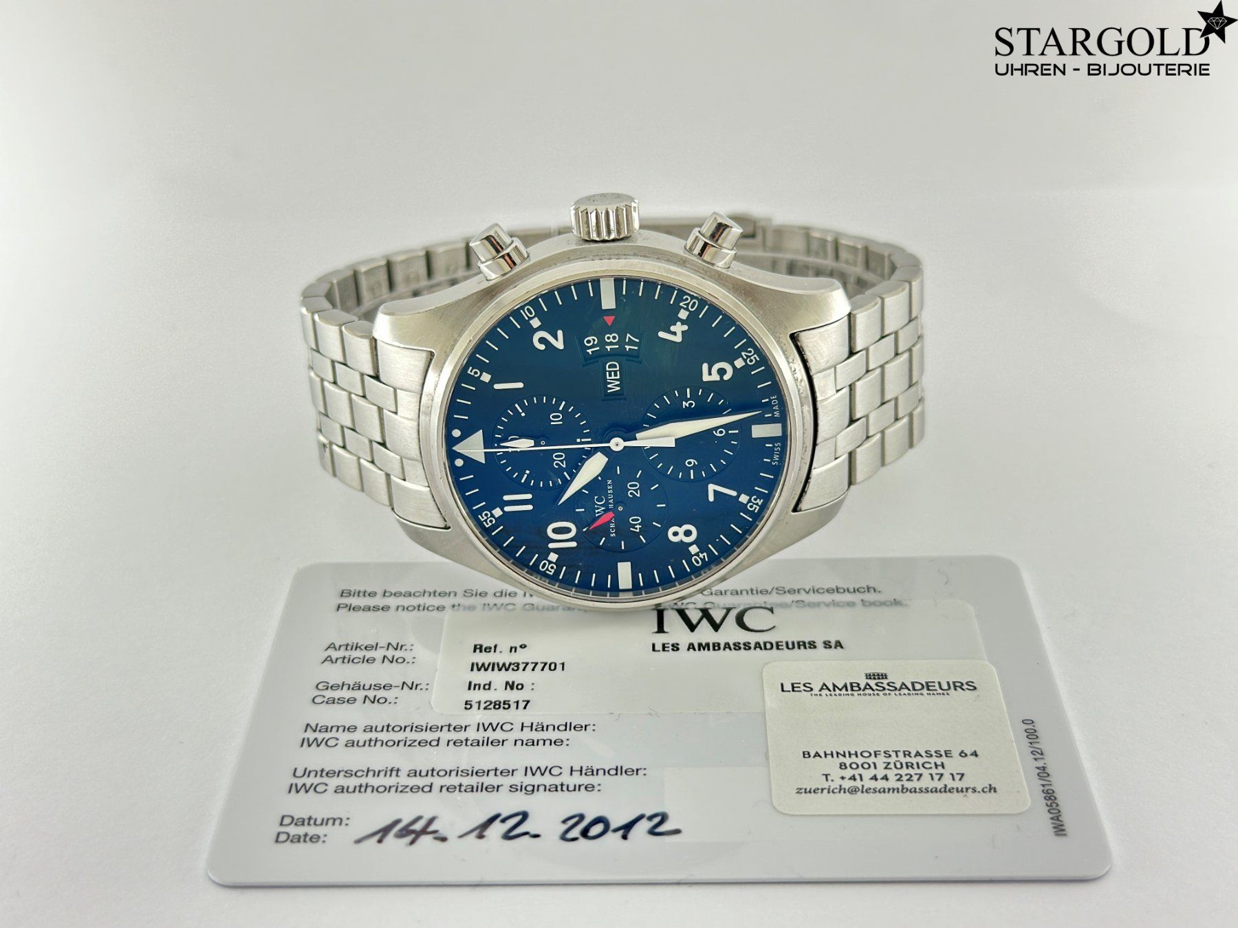 IWC Orologi: IWC Fliegeruhr Chronograph - IW377701 – Usato da Zürich venduto da Stargold-Uhren 8