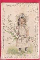 PRÄGEKARTE, MÄDCHEN MIT MAIENRISSLI IN DEN HÄNDEN, 26.8.1904
