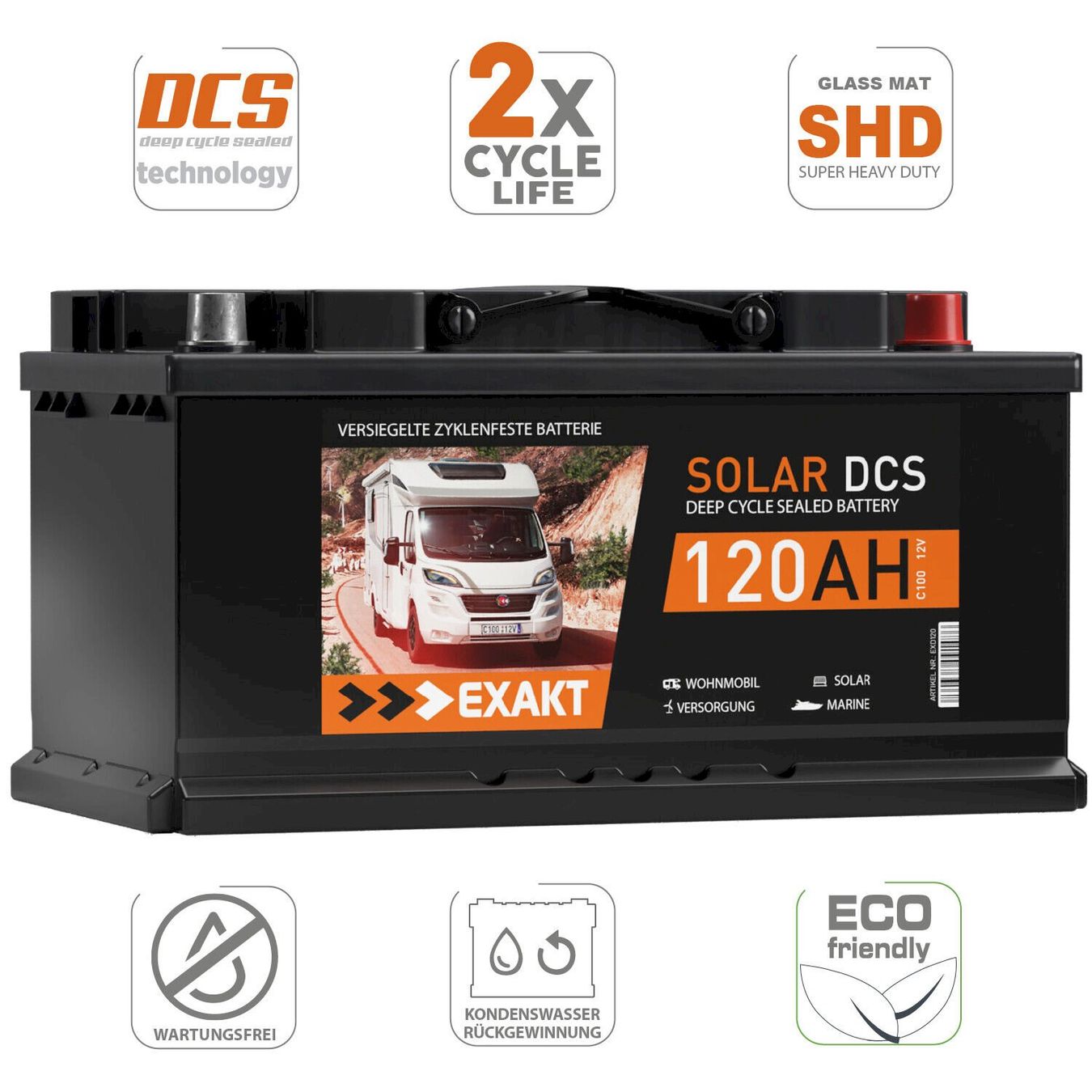 Electrotechnique: EXAKT Solarbatterie 120Ah 12V – Neuf avec emballage d'origine à Bottighofen par zaap 2