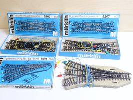 Märklin 3 x El. DKW + 3-Wegweiche Set - 5214 & 5207