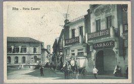 1926, ALBA, ALBERGO DUE BUOI ROSSI e GARAGE, ANIMATA, BELLA!