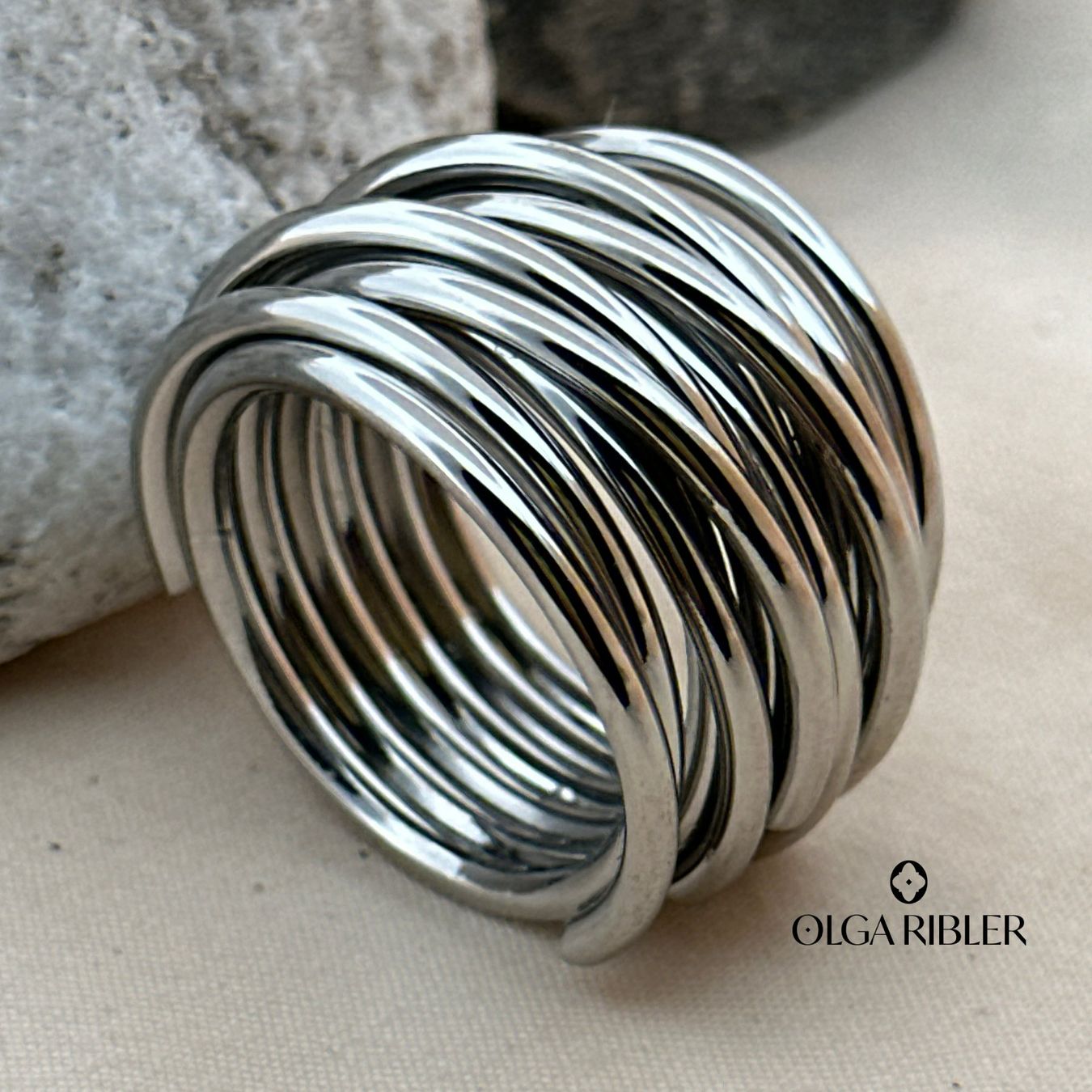 Olga Ribler Bagues: Statement Edelstahl Ring Ringgrösse 60 – Neuf (Voir description) à Luzern par Schmuckoutlet