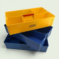 Lot 3 boîtes de rangement LEGO System vintage jaune et bleue