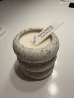 Duftkerze handgemacht Keramik weiss gesprenkelt neu