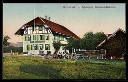 AK Buchsee-Graben, Gasthaus zur Schwendi mit Besuchern