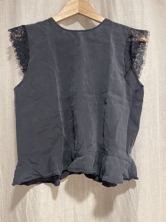  Zara Top mit Spitze, Grösse M, schwarz Cupro, Versand 2.50