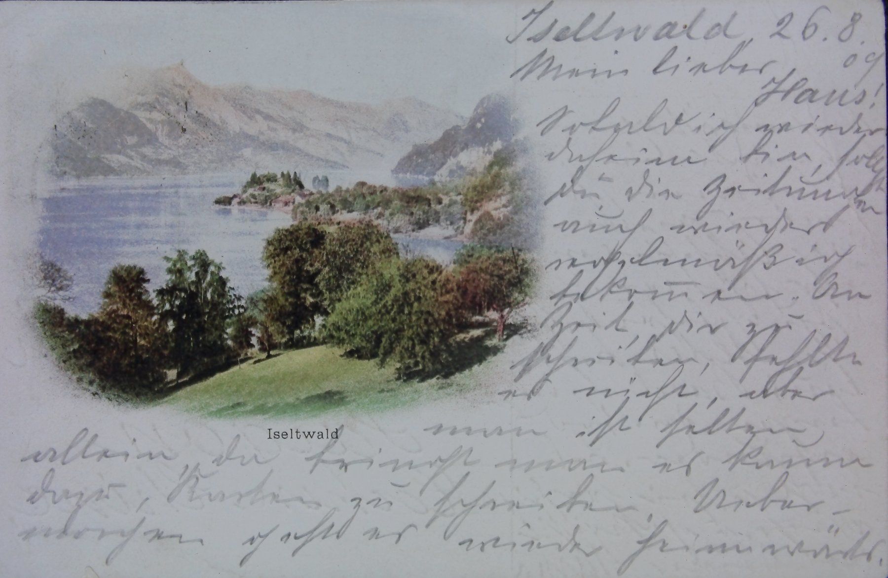Cartoline postali: Iseltwald am Brienzersee  -  antike Postkarte  -  1909 – Usato da Röthenbach i. E. venduto da Heureka5