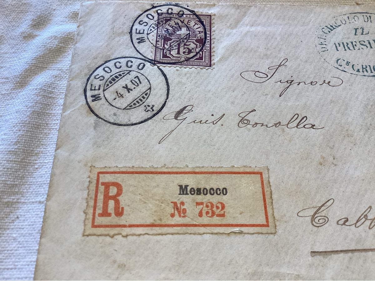 Ansichtskarten: Mesocco recommandé 1907 IL PRESIDIO DOCUMENT  INTÉRESSANT – Gebraucht aus Luc (Ayent) von Rebouille 2
