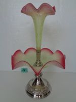 Grosser Glas Tafelaufsatz mit Einsteckvase Vintage