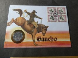 Uruguay 1989, 100 Pesos - Gaucho - Münzbrief