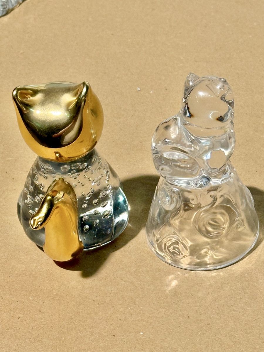 Statuette: Two Crystal Cat Figurines: Charming Home Decor Pieces – Usato da Lausanne venduto da vas_mbk2 3