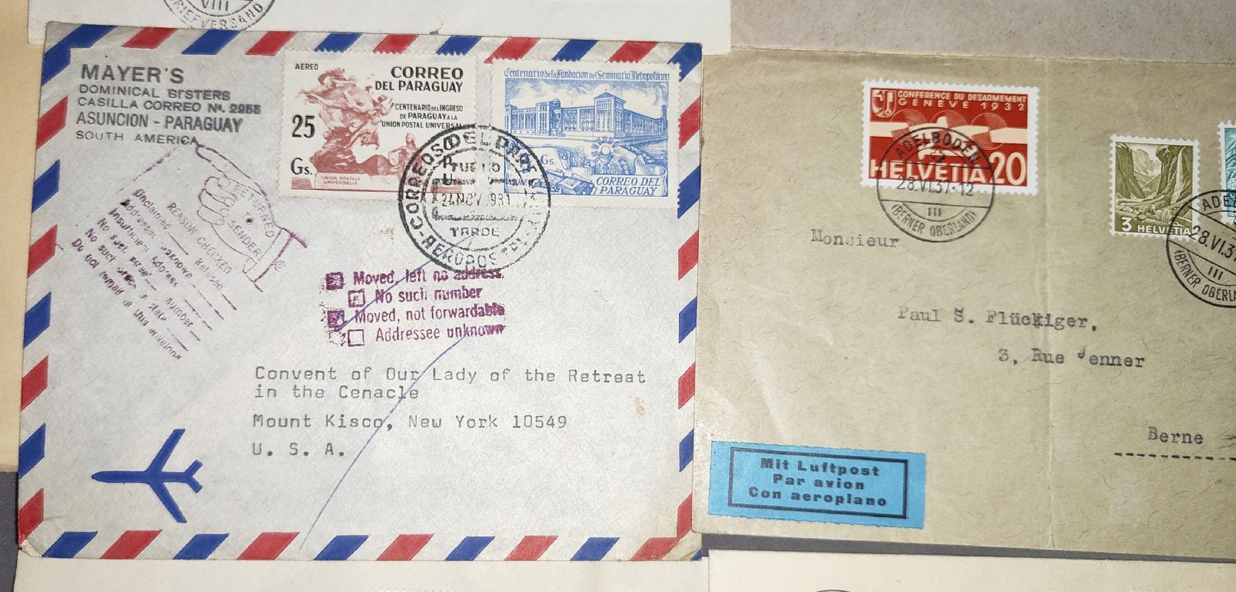 Alle Briefmarken: Luftpostbriefe Einschreibebriefe Schweiz 1xParaguay – Gebraucht aus Gossau SG von mog_2q7f 8
