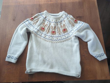 Winterlicher Kinderpullover mit Rentieren, Grösse 92
