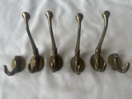 6 Vintage Kleiderhaken Messing Garderobe Haken Retro shabby 