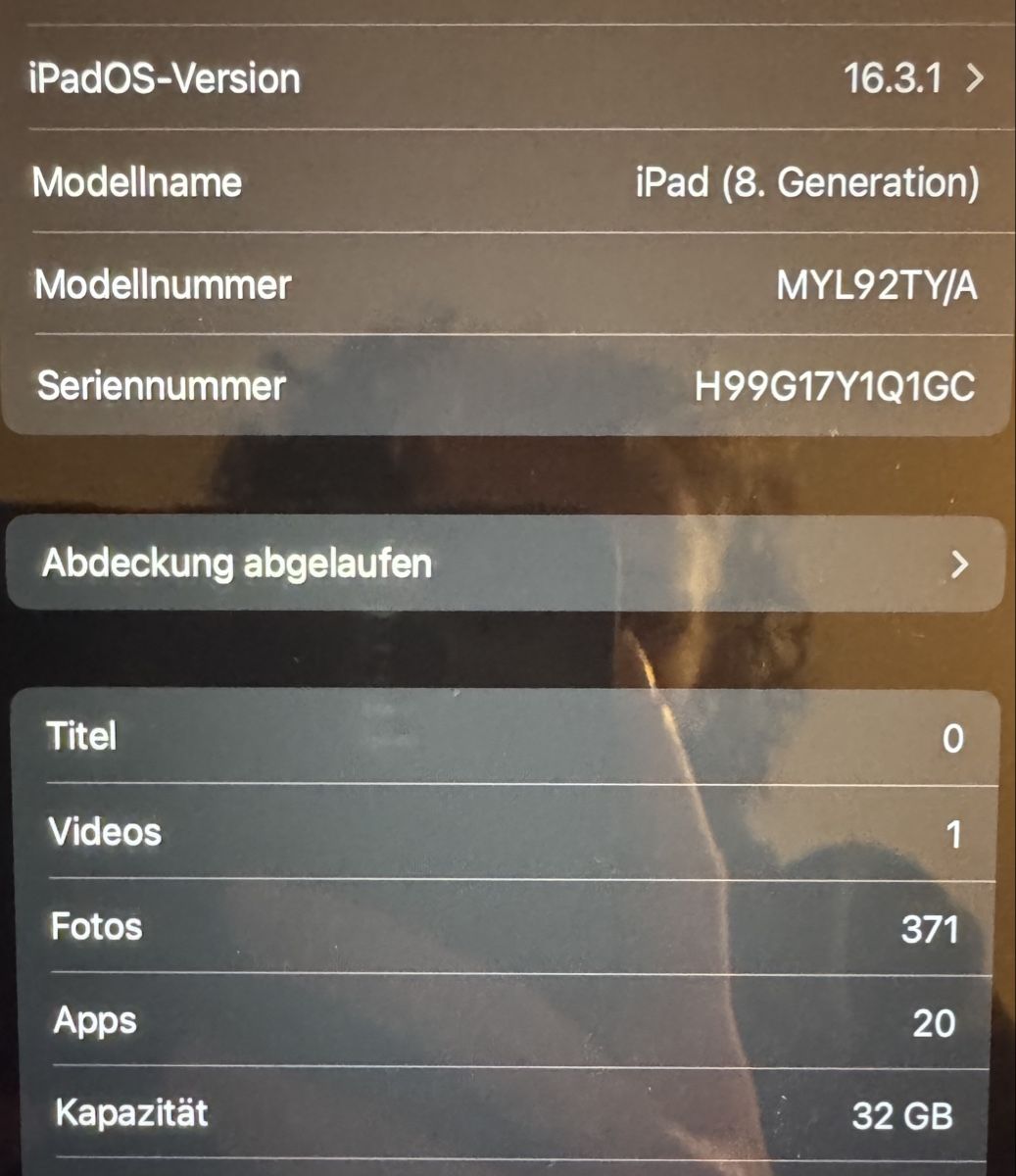 Apple Tablet PC: iPad 8. Generation, 32 GB, Space Gray - Top Zustand! – Neu (gemäss Beschreibung) aus Aarau Rohr von aur_ydw8 2