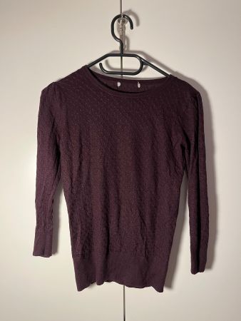 Feiner Strickpulli aubergine, 3/4 Ärmel, S