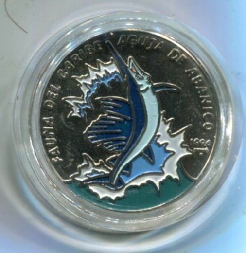 Tutti le monete: Farbmünze "Fische. 1 Peso. Kuba 1994". – Nuovo e nell'imballaggio originale da Basel venduto da Butsch5