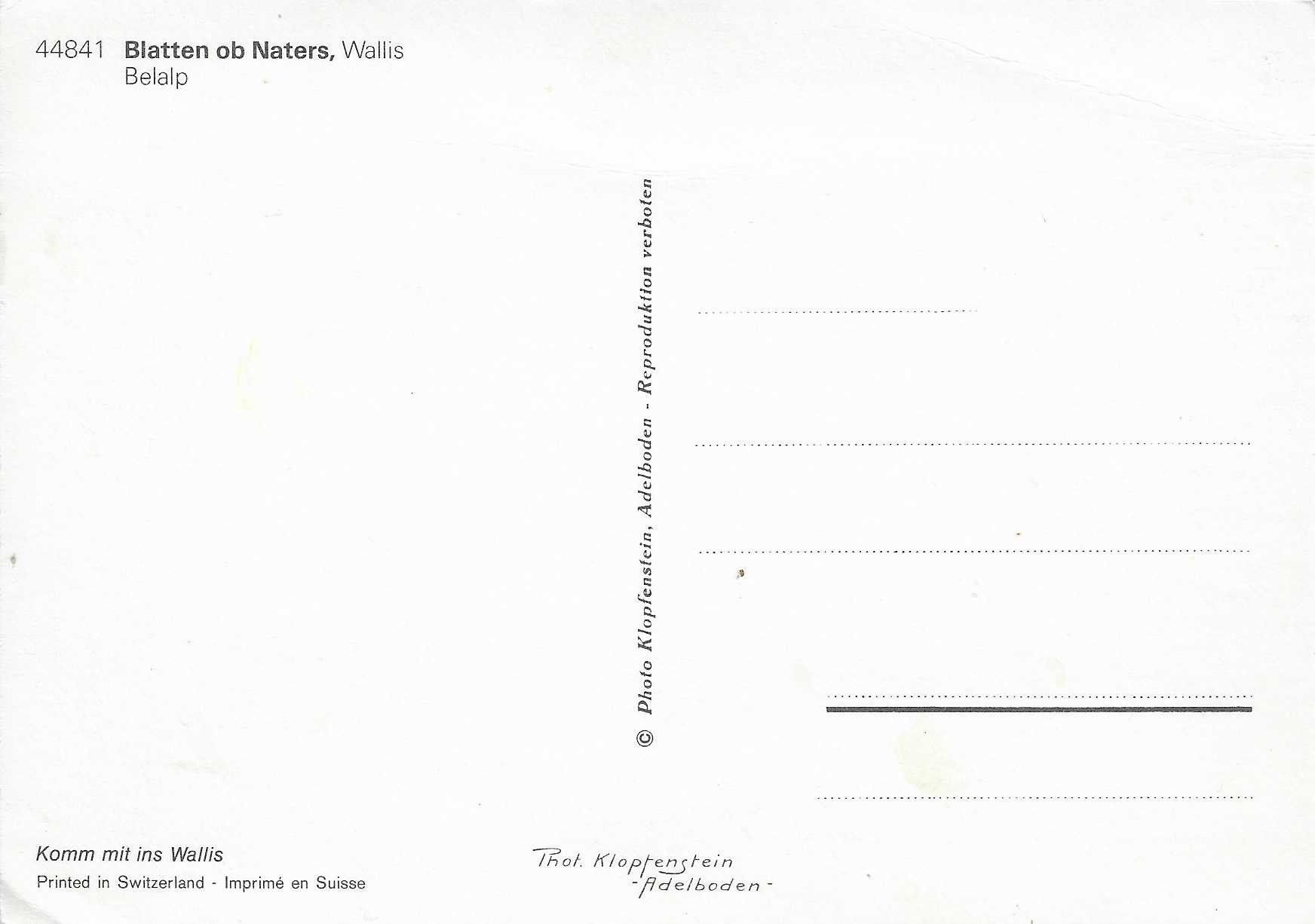 Cartoline postali: Blatten ob Naters VS – Nuovo (secondo la descrizione) da Rothrist venduto da Stranglehold 1