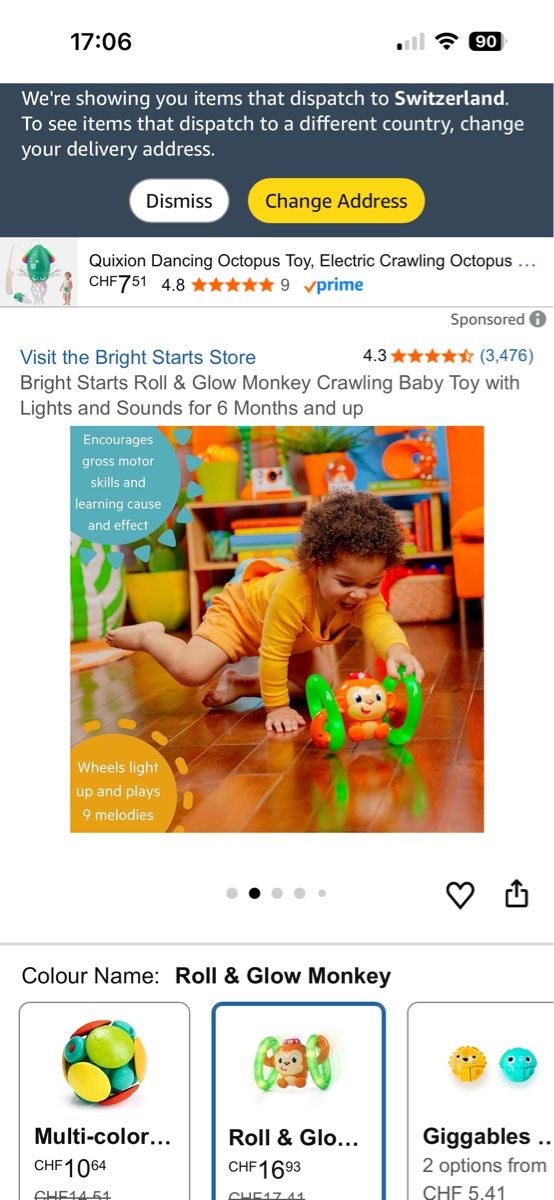 Giocattoli: Bright Starts Roll & Glow Monkey - Crawling Toy, Fun! – Usato da Horgen venduto da ger_2y92 4