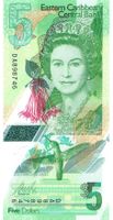 East Caribbean 5 Dollar ND 2021 P-55Aa Polymer UNZ Nr2