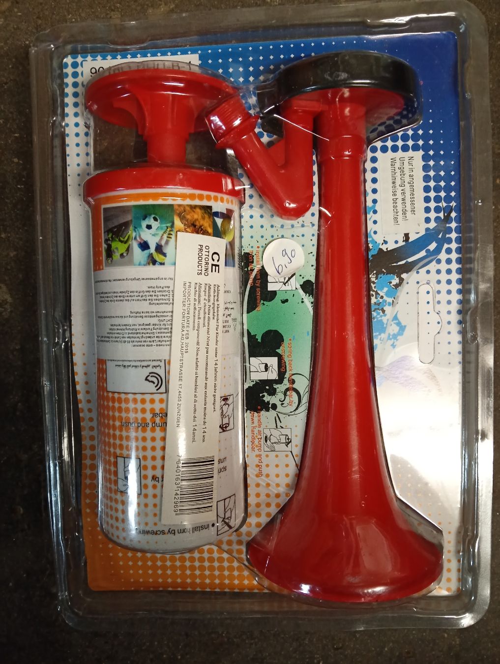 Spielzeuge: Lufthorn mit Handpumpe neu WM, 1. August – Neu und originalverpackt aus Winterthur von pjuma01