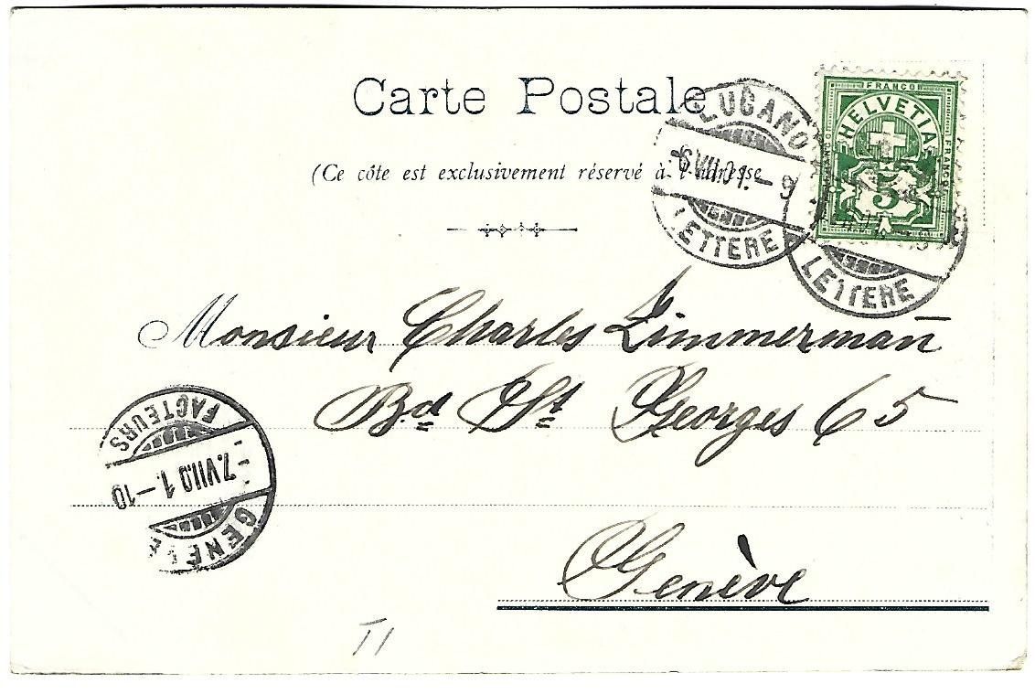 Cartoline postali: Lugano via Pessina – Usato da Wetzikon ZH venduto da Brulu100 1