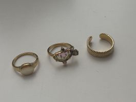 3er Set Ringe, silber vergoldet Le Trésor du Monde