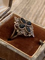 Ring antik Silber rotgold verg. m. Onyx aus Pforzheim G 57,5
