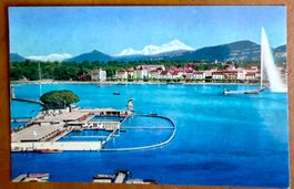 Genève - Les bains publiques & Le jet d'eau 1953