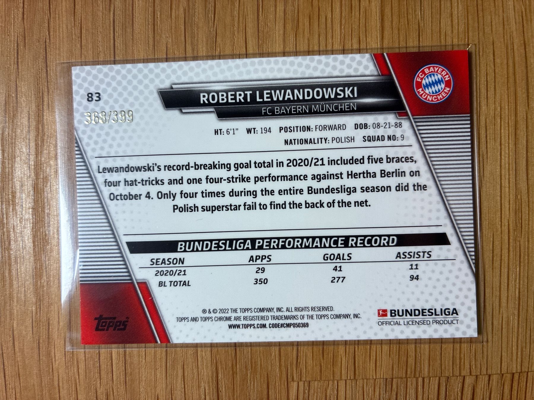 Topps Carte collezionabili: Topps Chrome Robert Lewandowski Bayern /399 – Usato da Wangenried venduto da Garagara 1