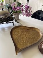Große Schale Tablett Herz goldfarben Neu