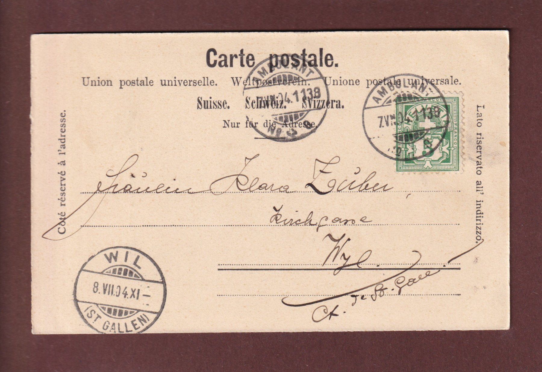 Cartoline postali: CHILLON vu de GLION - 1904 – Usato da Pully venduto da nicecards 1