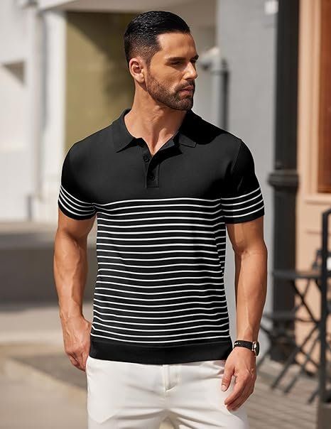 Polo-Shirts: Herren Strick Poloshirt gestreift Kurzarm – Neu und originalverpackt aus Suhr von SchnapperCH 4
