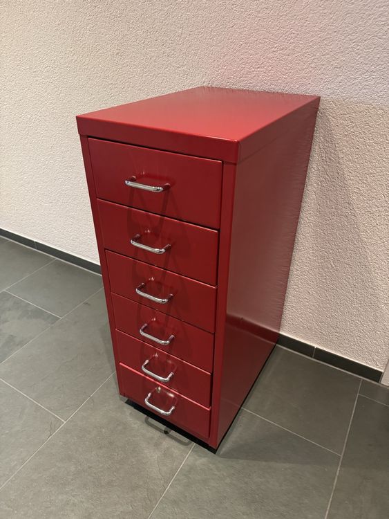 IKEA Helmer Metall-Schubladenschrank auf Rollen – Rot (Gebraucht) in Cham für CHF 30 – nur Abholung auf Ricardo kaufen